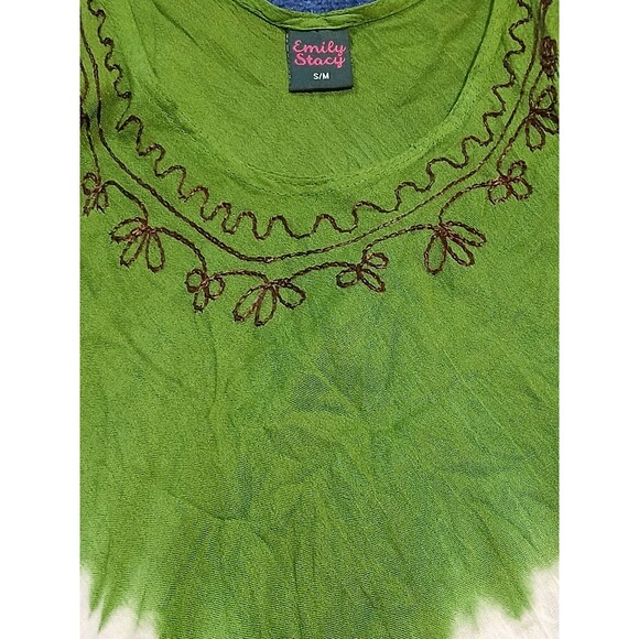 Emily Stacy Boho Sleeveless Umbrella Sundress Tie Dye Embroidered Neck S/M - Picture 6 of 10